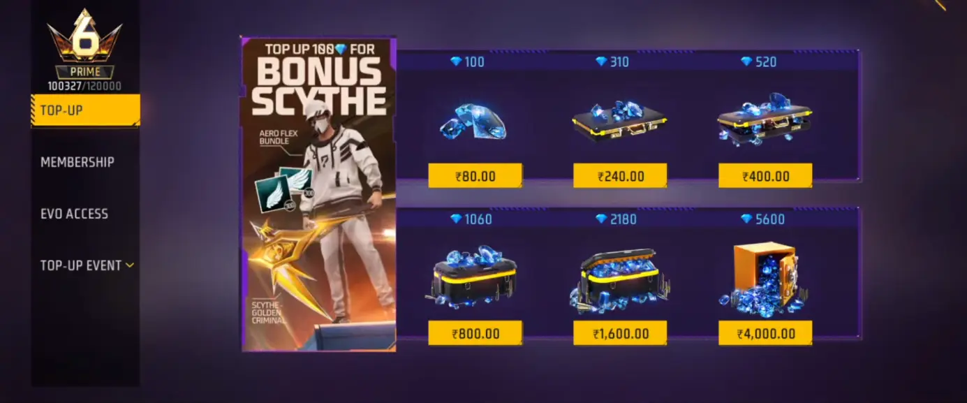 Магазин алмазов в Free Fire MAX
