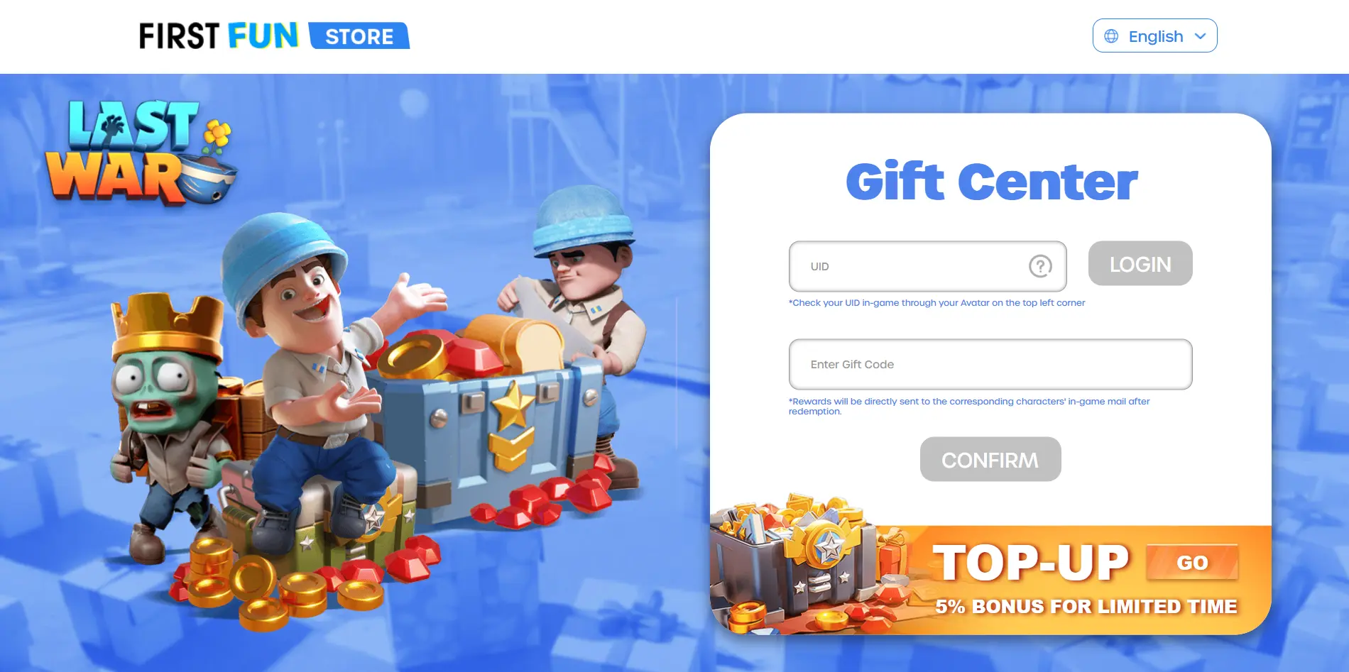 Halaman pendaftaran kode promo resmi di Last War Survival