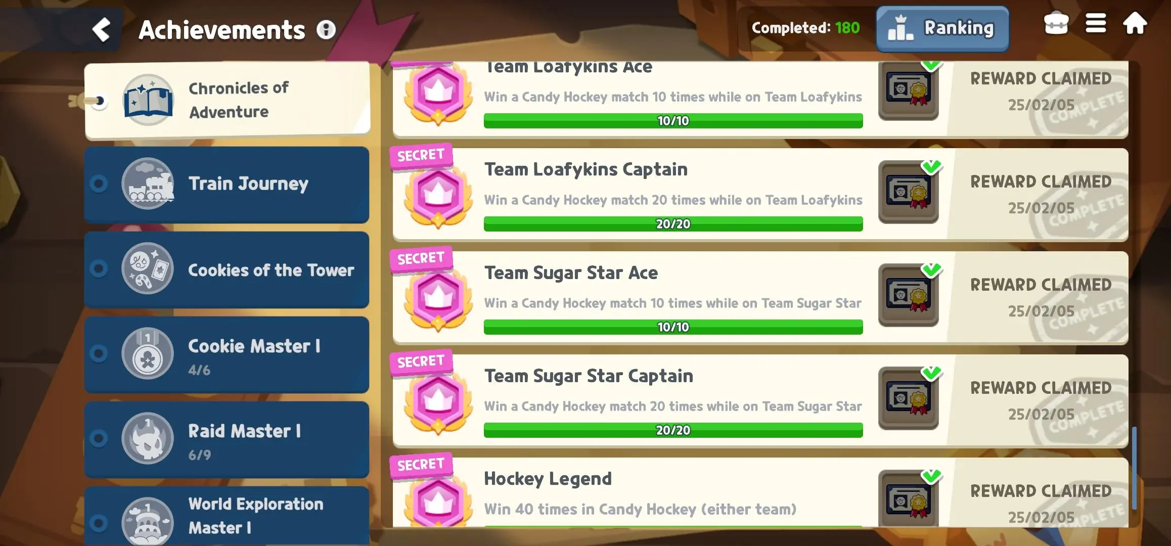 Сторінка досягнень та нагород у&nbsp;Cookie Run: Kingdom