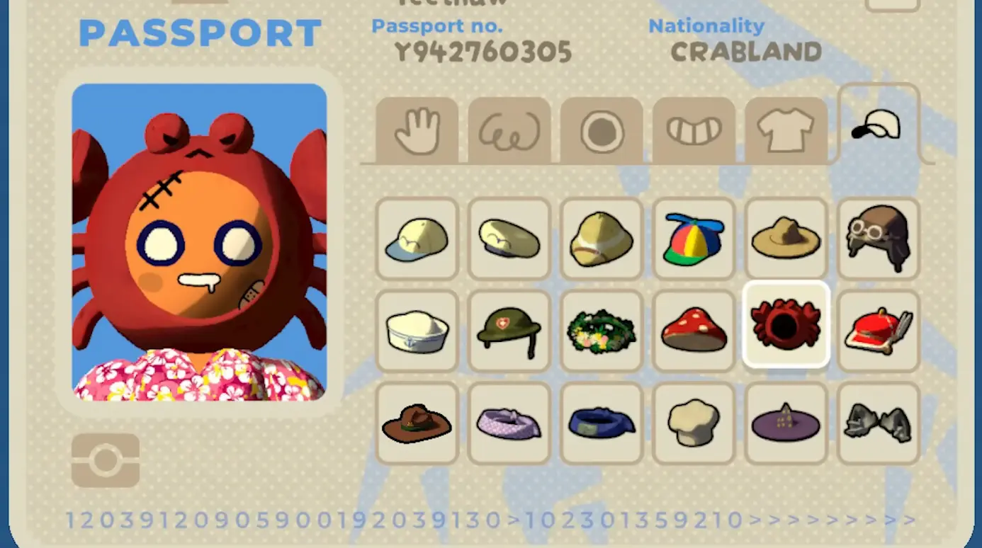 Menu de personalização de personagens em PEAK