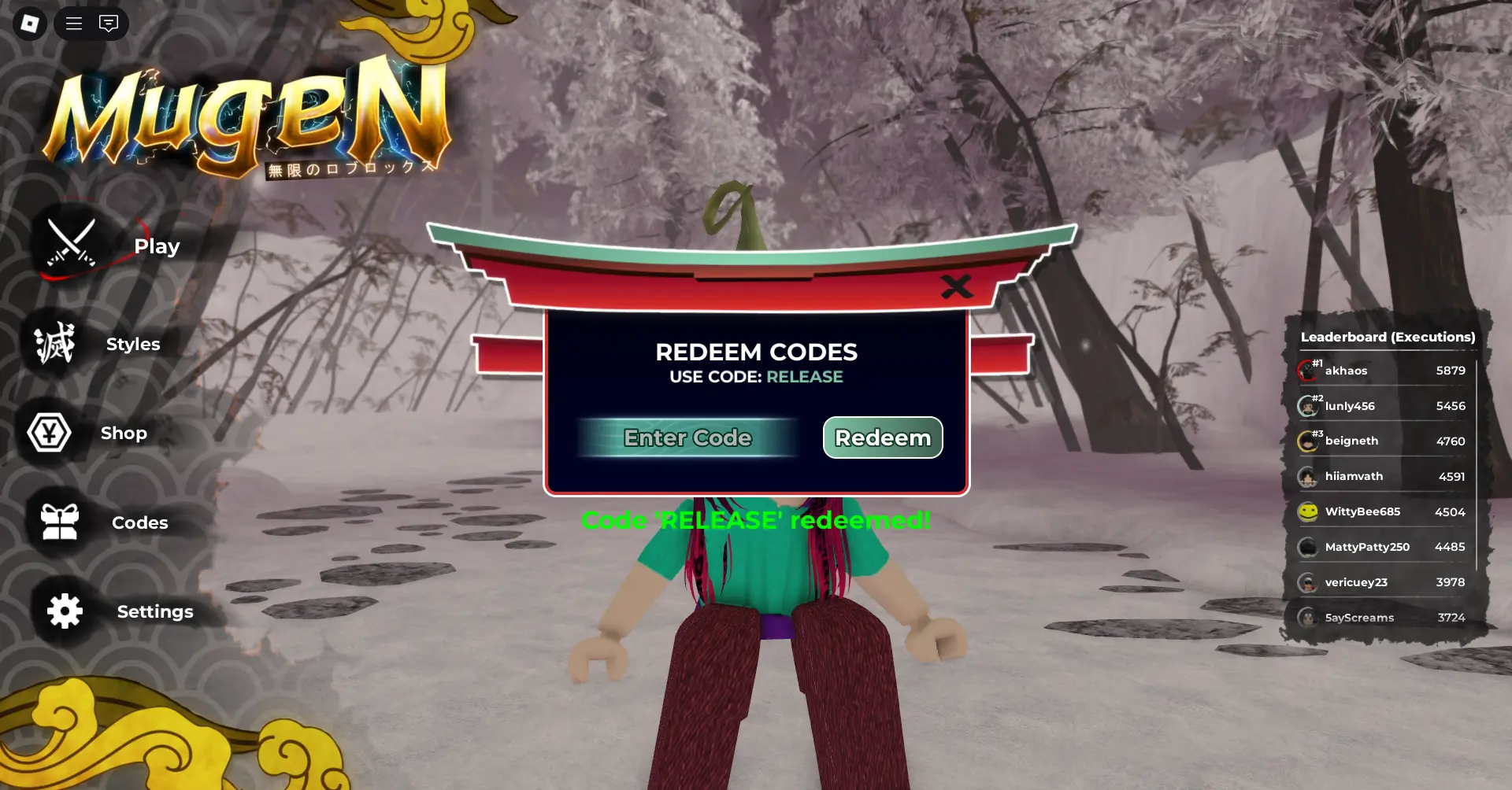 Cara menebus kode di Mugen Roblox