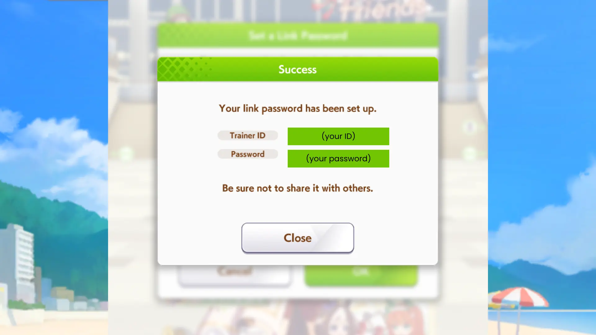 Скопіюйте ваш Trainer ID і новий Link Password