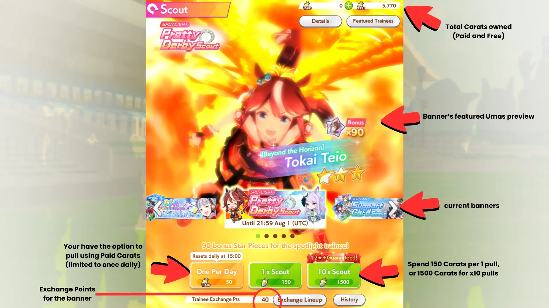 Umamusume: Pretty Derby Scout Page (banners) broken down
