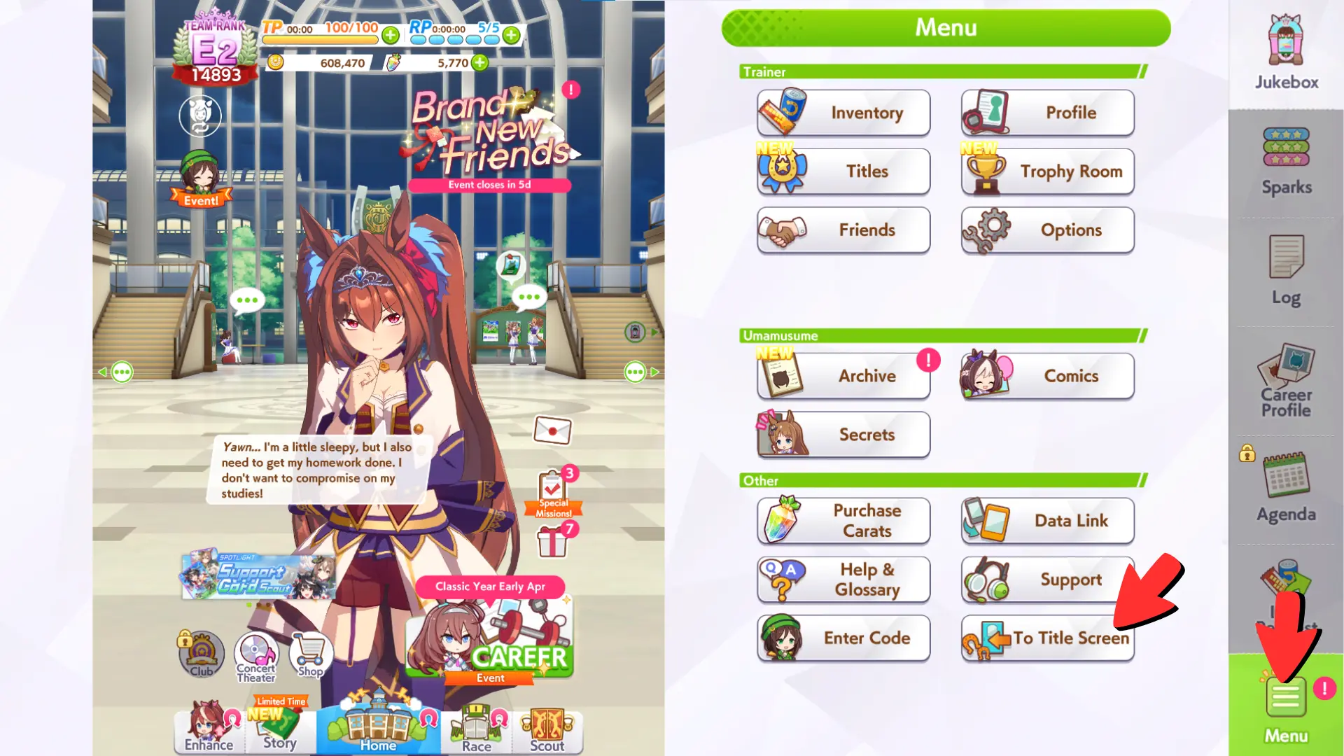 Head to Title Screen and click on Menu