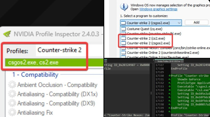 Counter-Strike 2 references in NVIDIA services