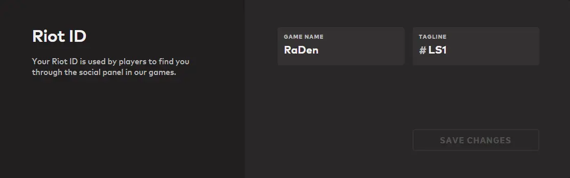 Riotのウェブサイトでの個人アカウントからのRiot IDの変更