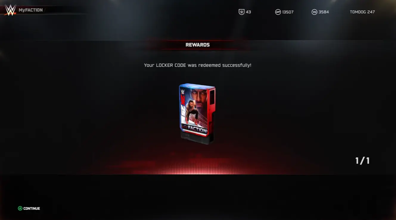 Recompensa por introducir el código en WWE 2K25