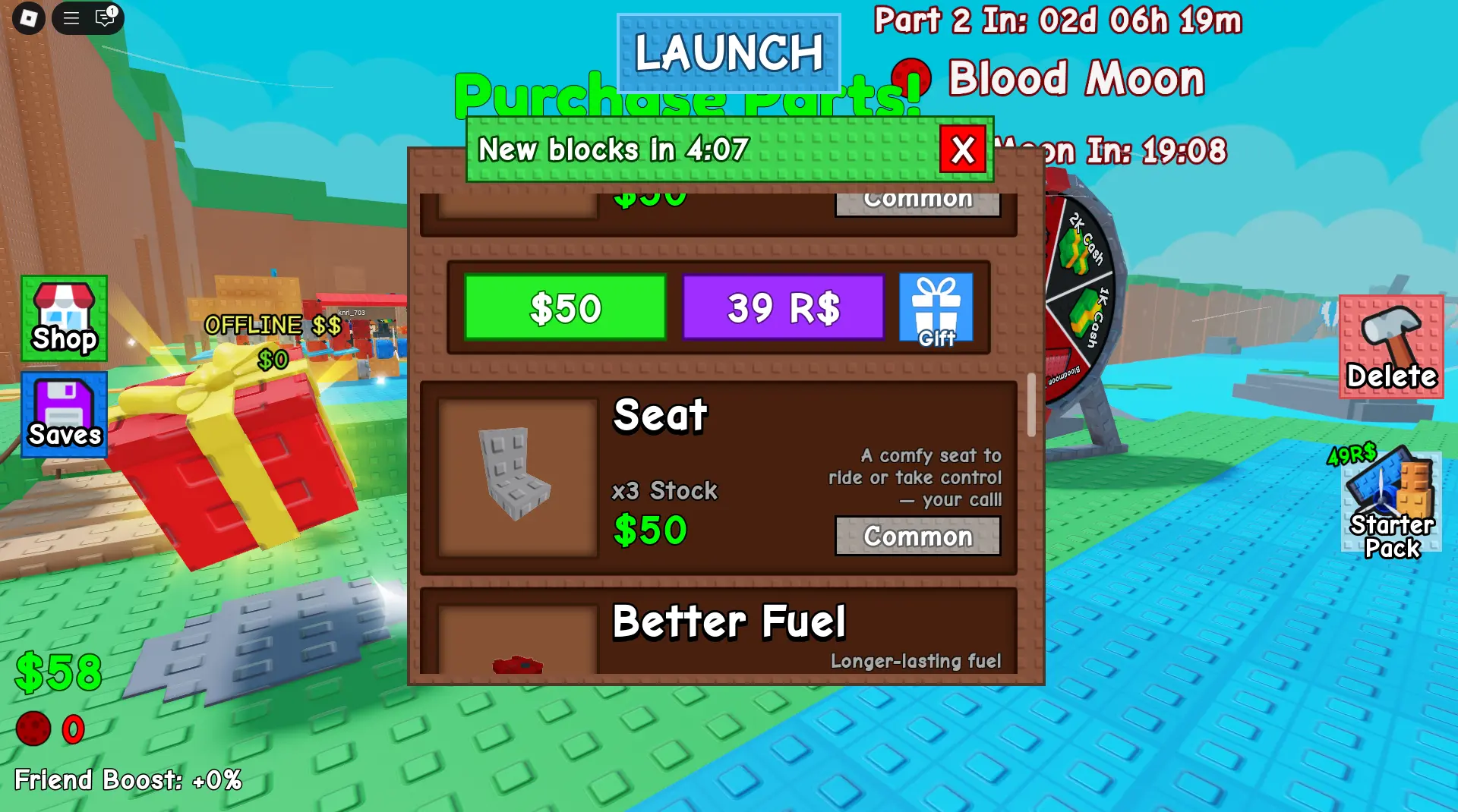 Boutique avec des pièces d'avion dans&nbsp;Build A Plane