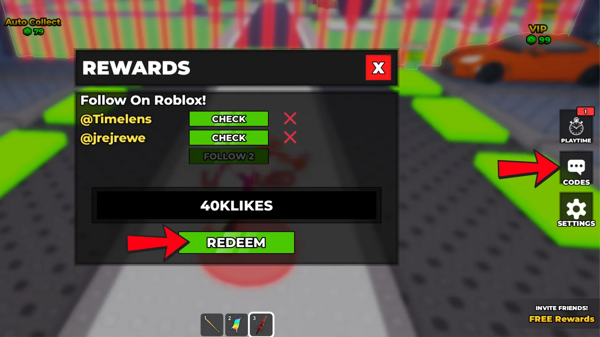 How to redeem codes in Steal A Ride - Roblox