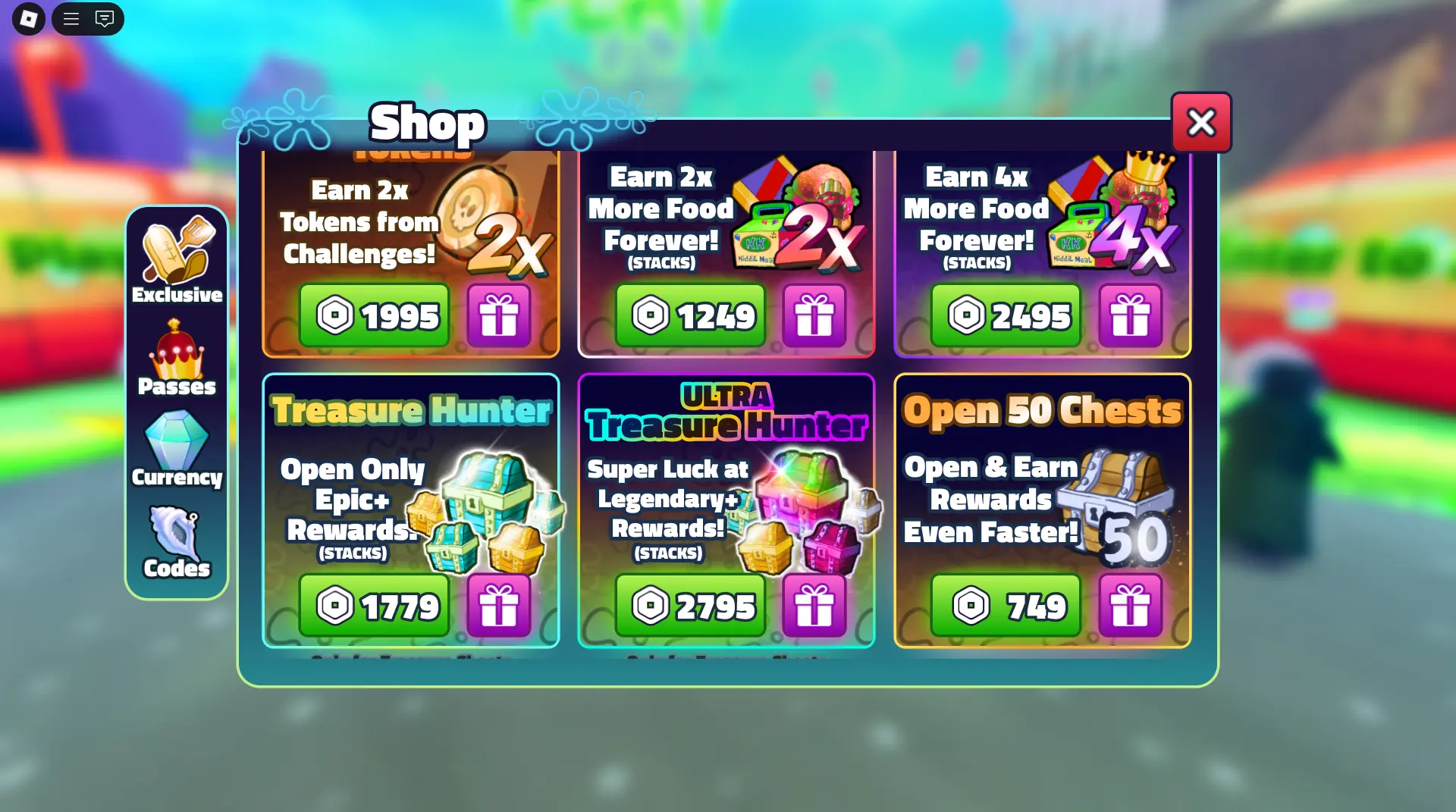 In-game purchases in Roblox: Sponge Bob Tower Defense