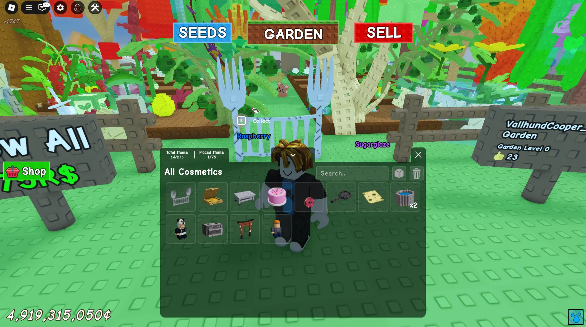 Grow a Gardenのコスメティックメニュー