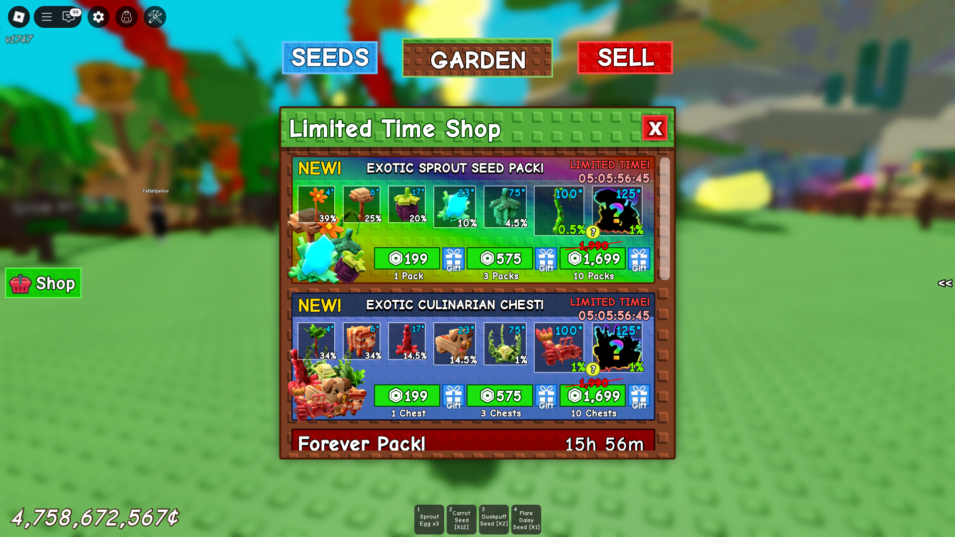 Sprout Seeds in Grow a Garden Shop