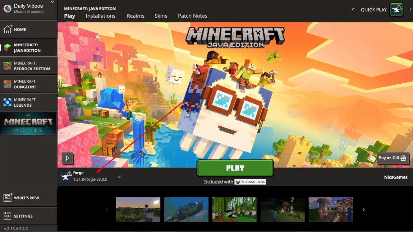 Paglulunsad ng Minecraft Forge