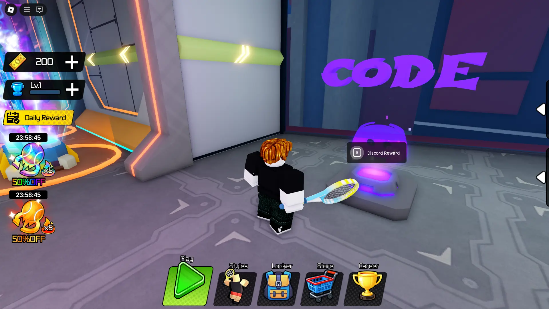 Code entry area in&nbsp;Tennis Clash