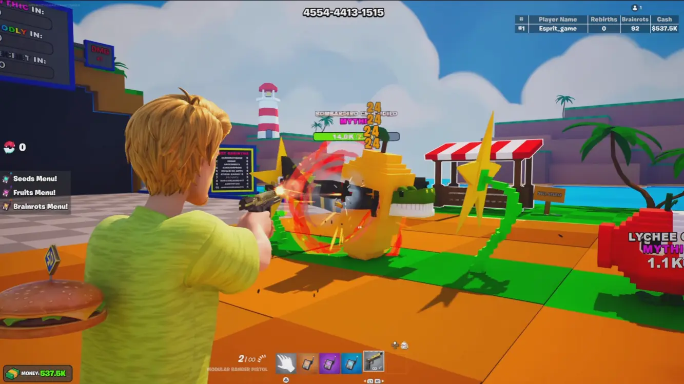 Gameplay em Fortnite Fruits vs Brainrots