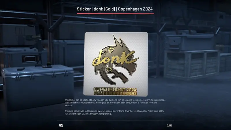 The price of Donk's gold stickers has halved after leaving the Major
